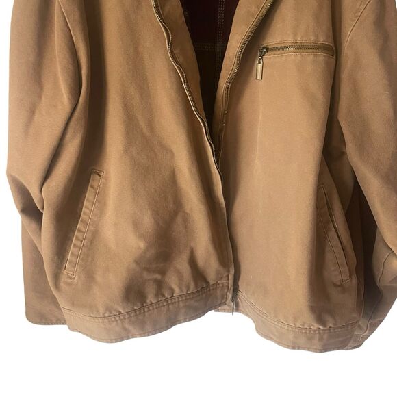 Sideout Vintage 90s Size XL Khaki Canvas Workwear Wool Lined Chore Coat Jacket - Picture 3 of 9